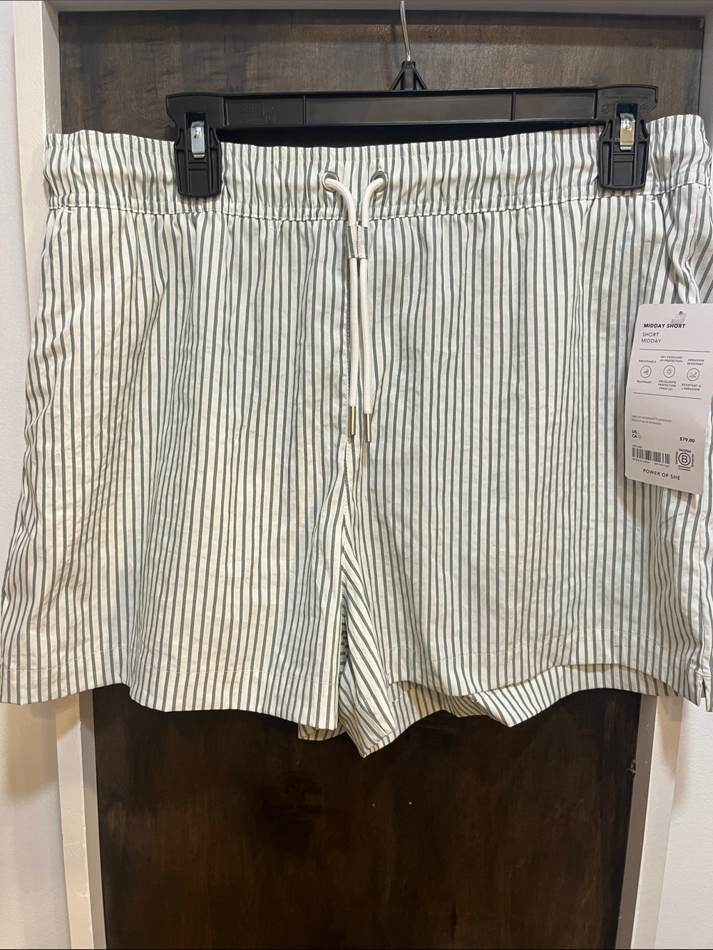 Women's Athleta Striped Drawstring Shorts - White & Green